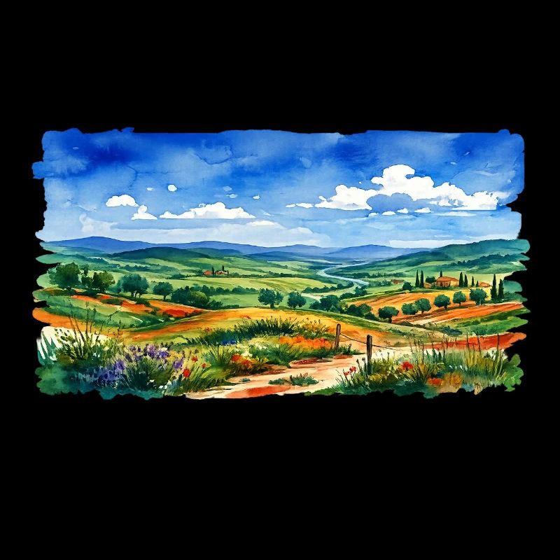 Landschafts-Aquarell Panorama
