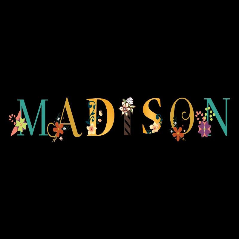 Art du nom MADISON avec fleurs brodées