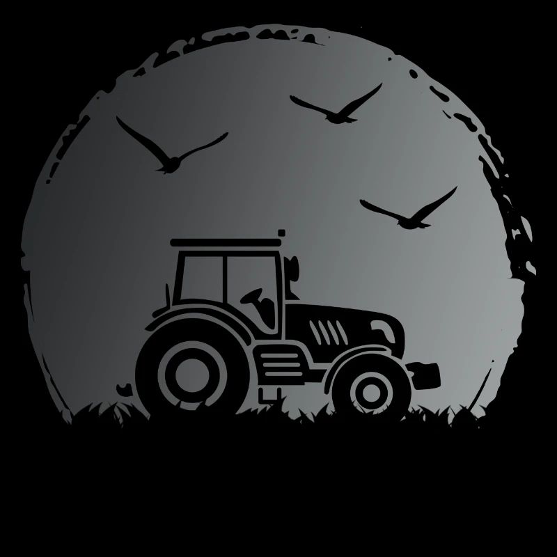 Traktor Traktorfahrer "Ernte im Mondschein"