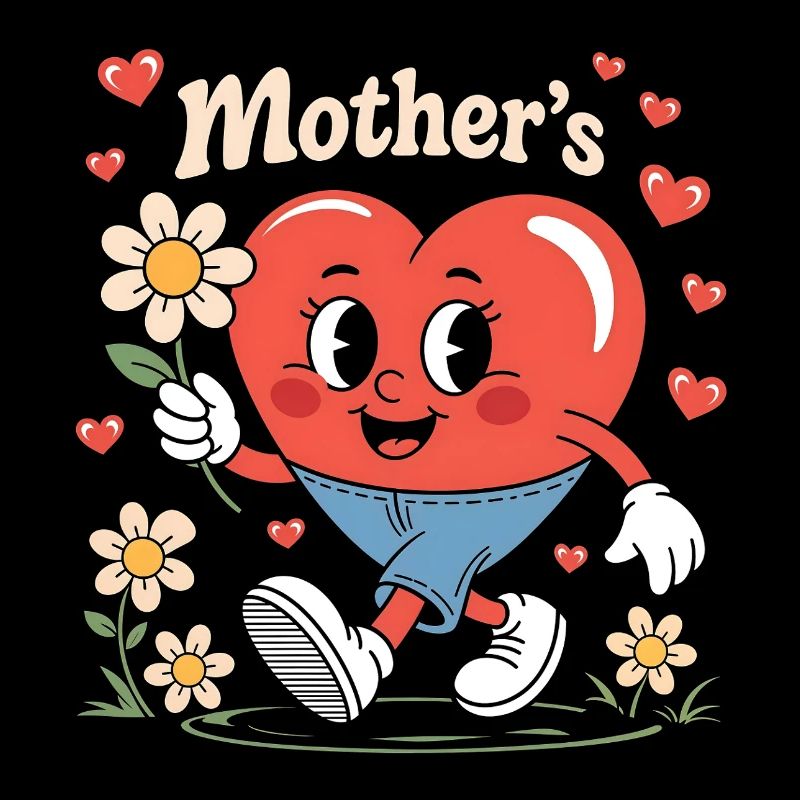 Muttertag Retro Herz mit Blumen