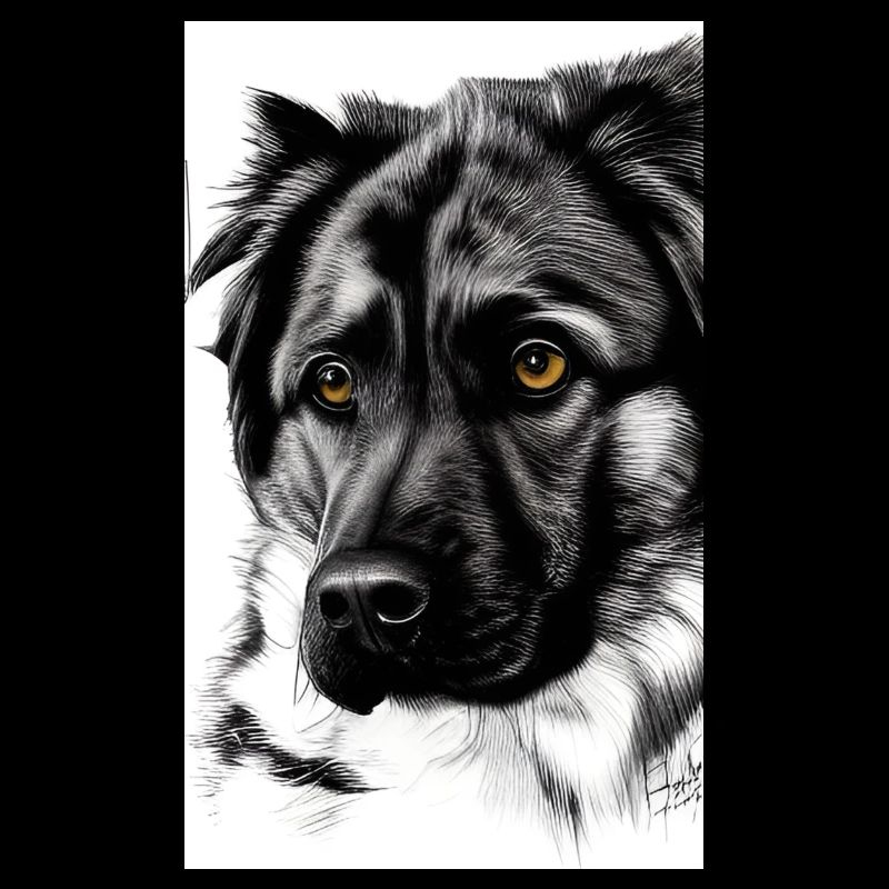 Black and White Dog Sketch