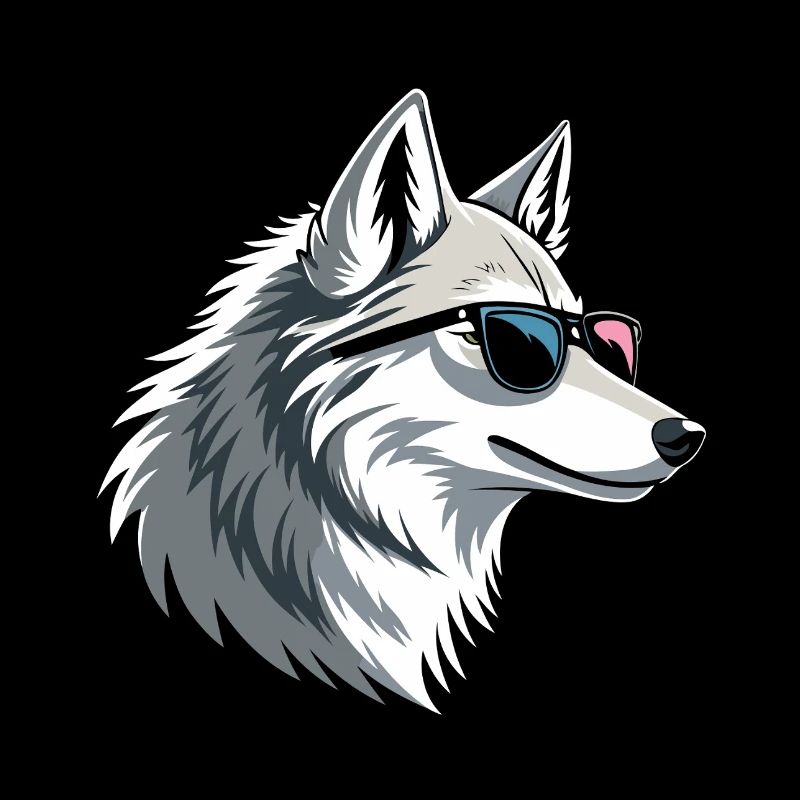 Wolf mit Brille im eisigen Stil