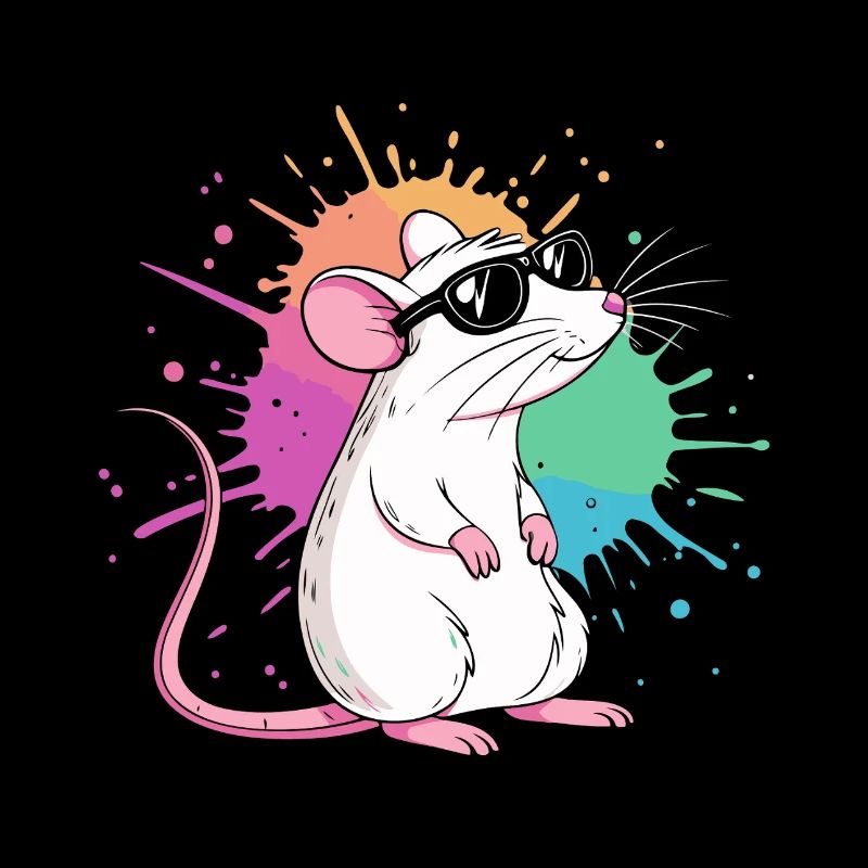 Elegante Ratte unter farbigen Splittern