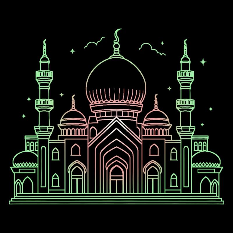 Moschee Stern Halbmond stilisiert grün oder schwarz