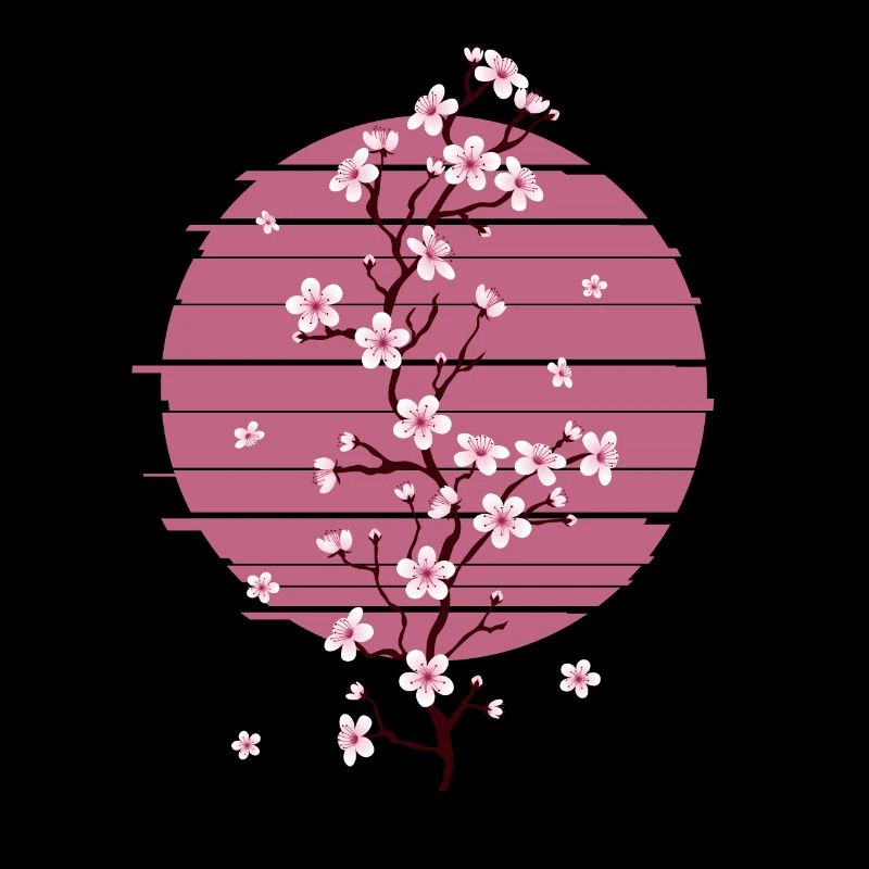 Retro Cherry Blossom Japanese Tree Sakura