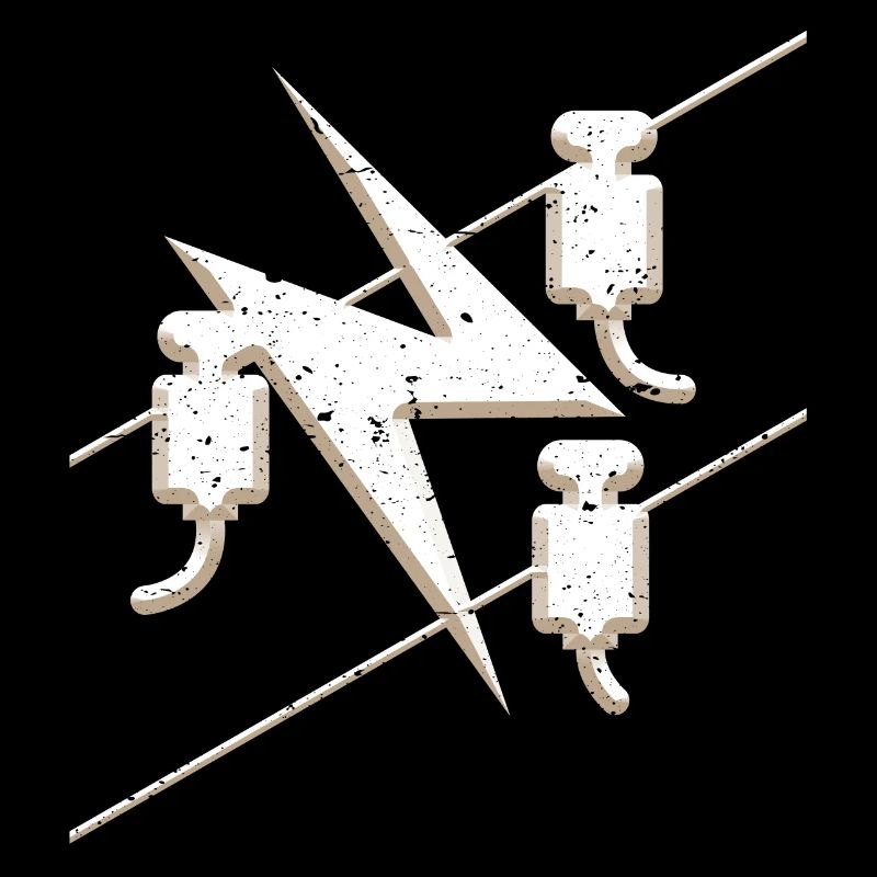 Symbole de guilde d'électricien dans un look grunge 3d cool