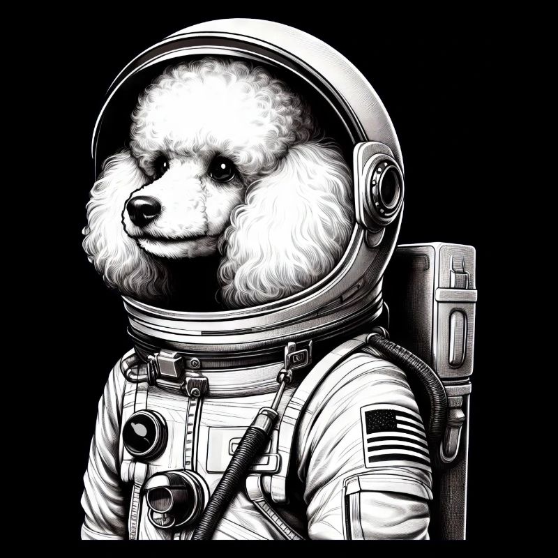 Caniche astronaute dans l’espace émerveillé