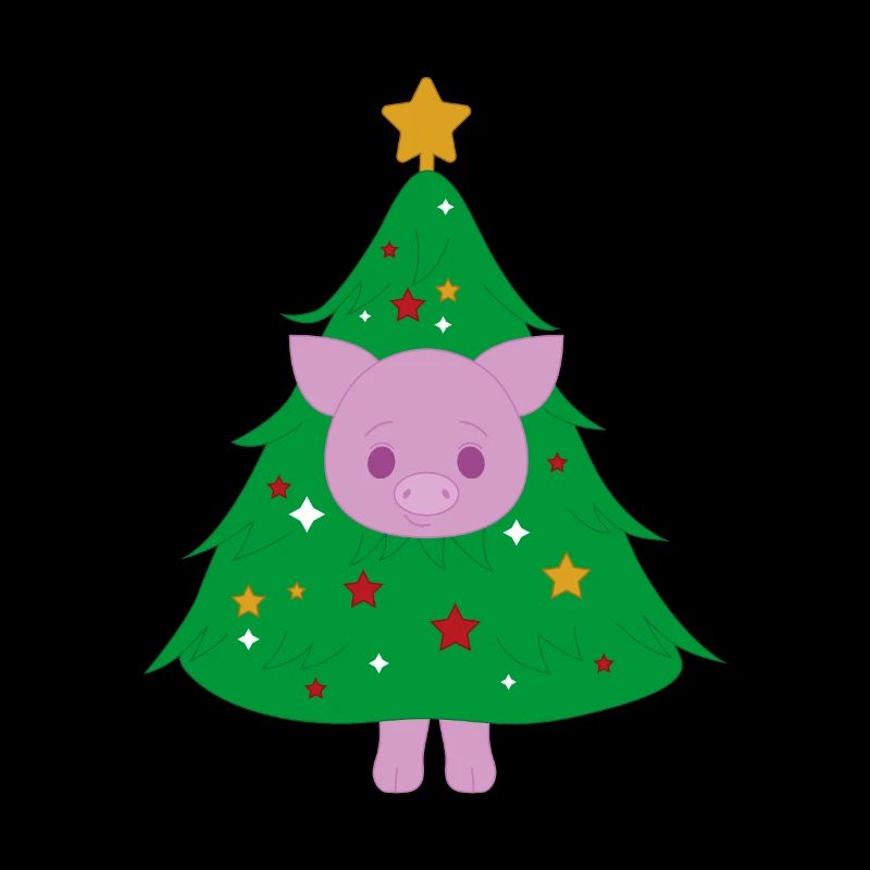 Pig dressed as a Christmas tree