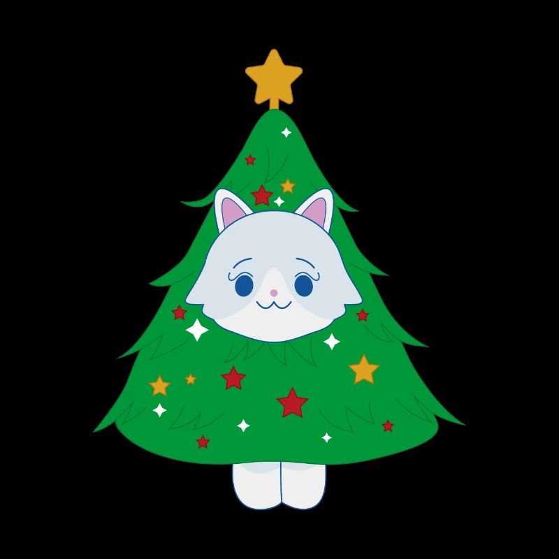 Cat dressed as a Christmas tree