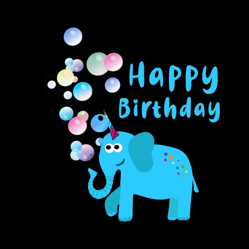 hayppy birthday, elephant, soap bubbles