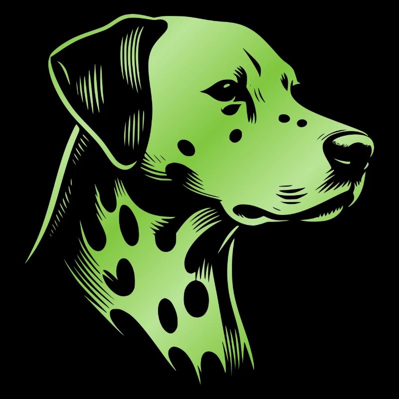 Dalmatien, tête de chien, dessin vert
