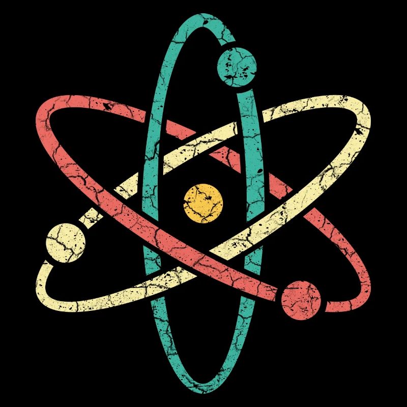 Cool atom in vintage style for nerds & students