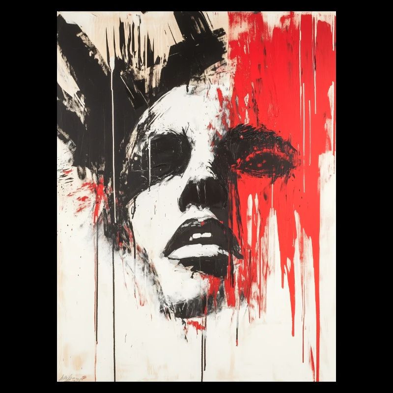Abstraktes Gesicht Stencil Graffiti Schwarz Rot