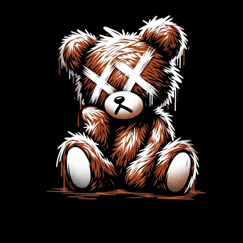 Broken Sad Teddy Graffiti Art