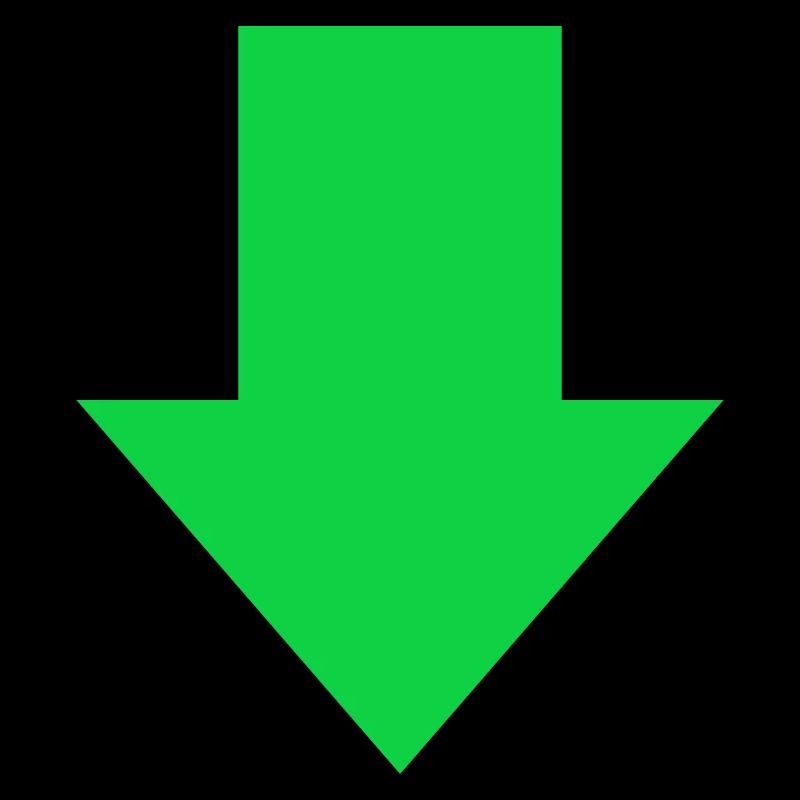 Flèche vers le bas vers la pointe de flèche verte