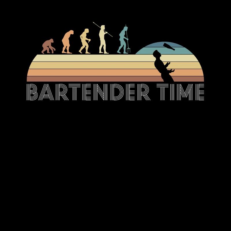 Vintage Retro Bartender Time Barkeeper Evolution