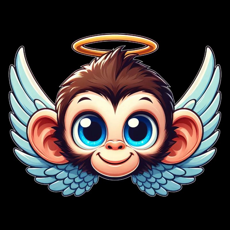 Singe Chimpanzé Dessin Animé Ailes D’ange