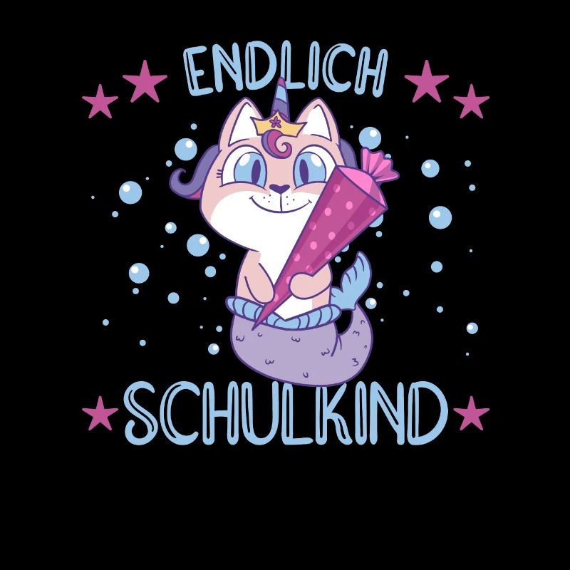 Meerjungfrau Katze Schule Einschulung Kindergarten