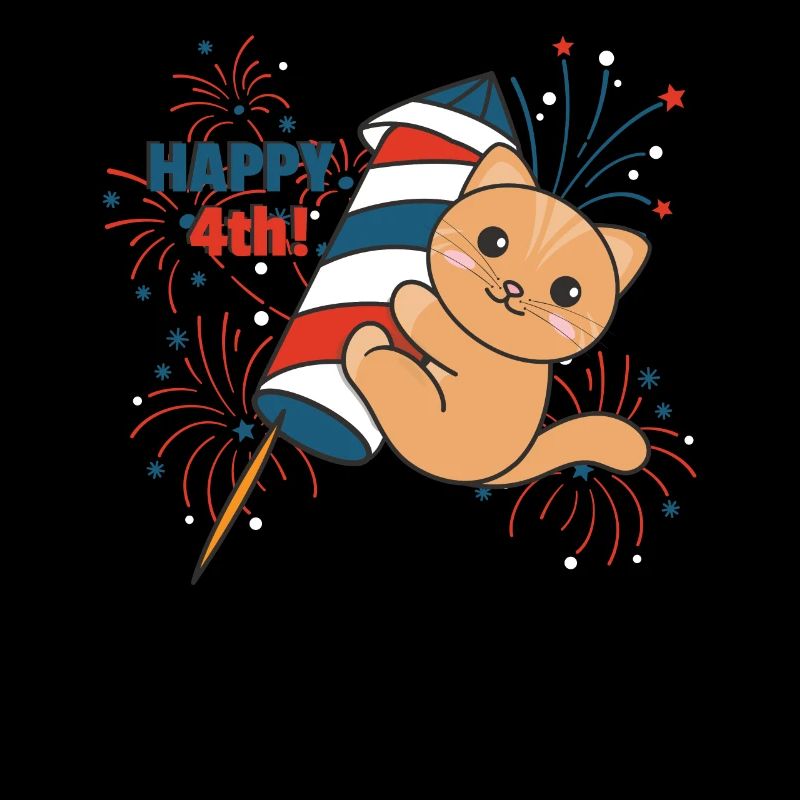 Cat for the fourth of July fireworks rocket