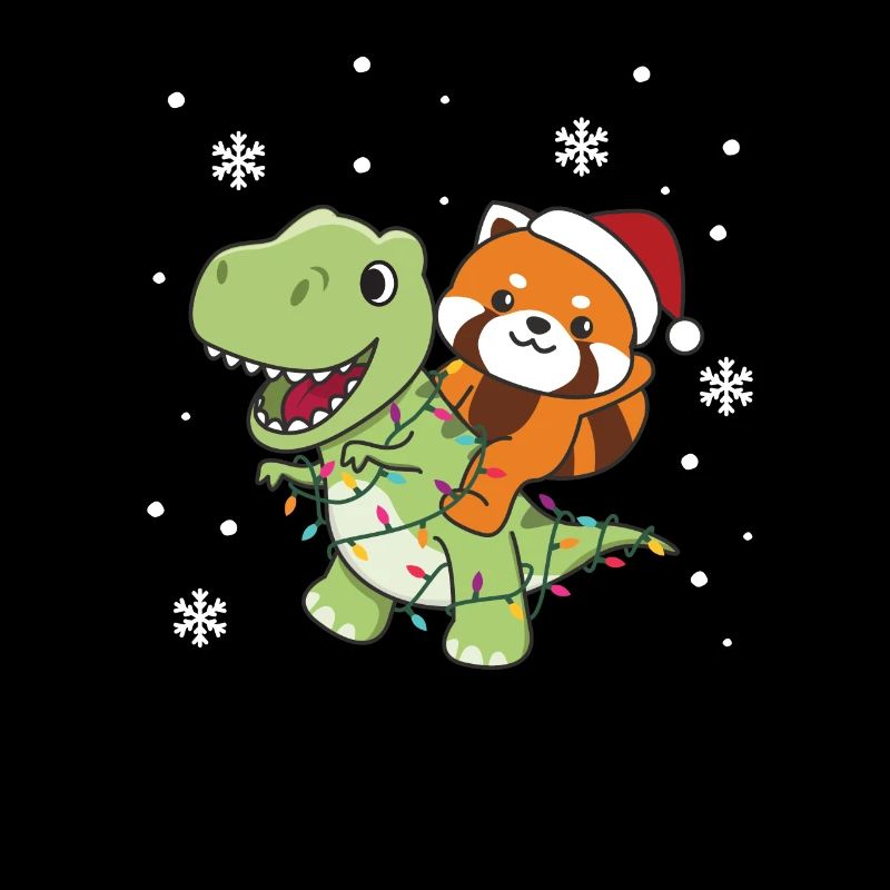 Red Panda Trex Noël Neige Hiver Animaux