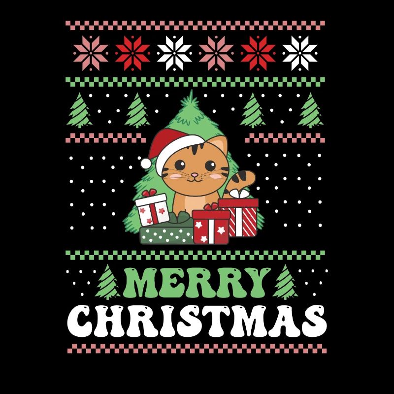 Joyeux Noël rétro moche chat de Noël
