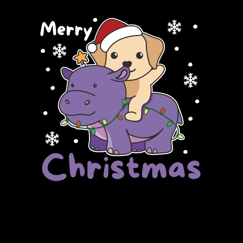 Noël Hippopotame Labrador Joyeux chiens de Noël