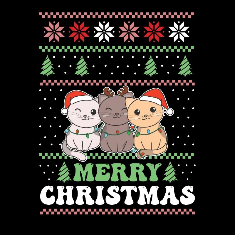 Joyeux Noël rétro moche chat de Noël