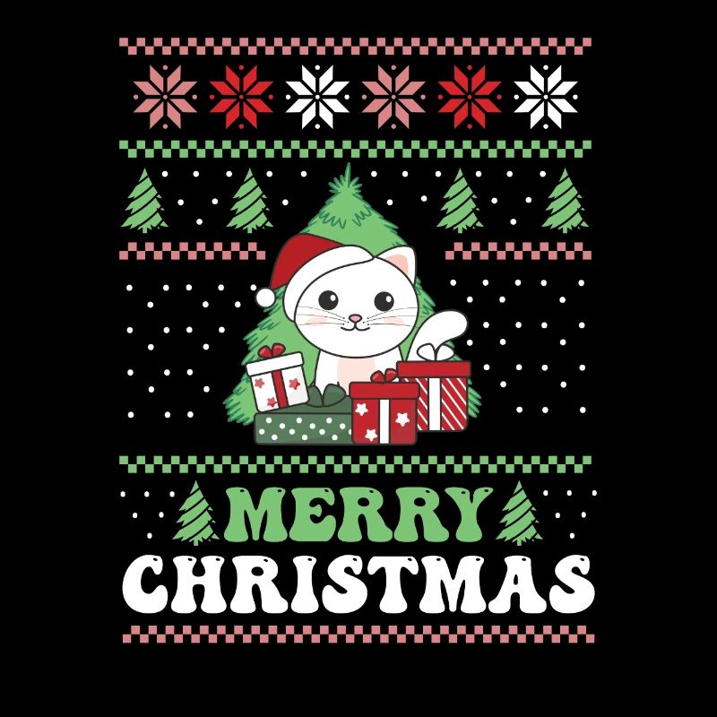 Joyeux Noël rétro moche chat de Noël