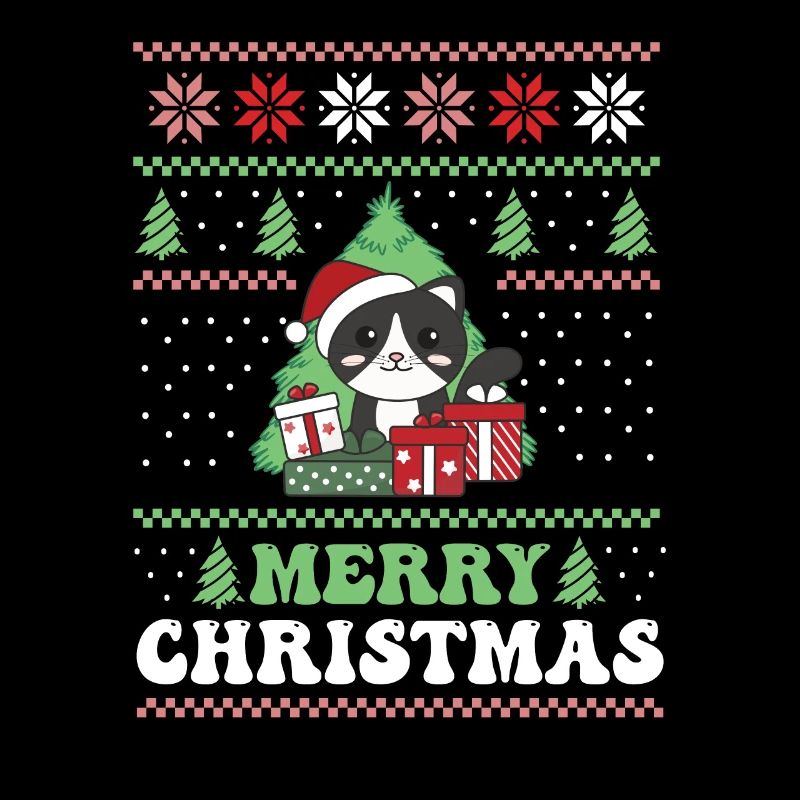 Joyeux Noël rétro moche chat de Noël