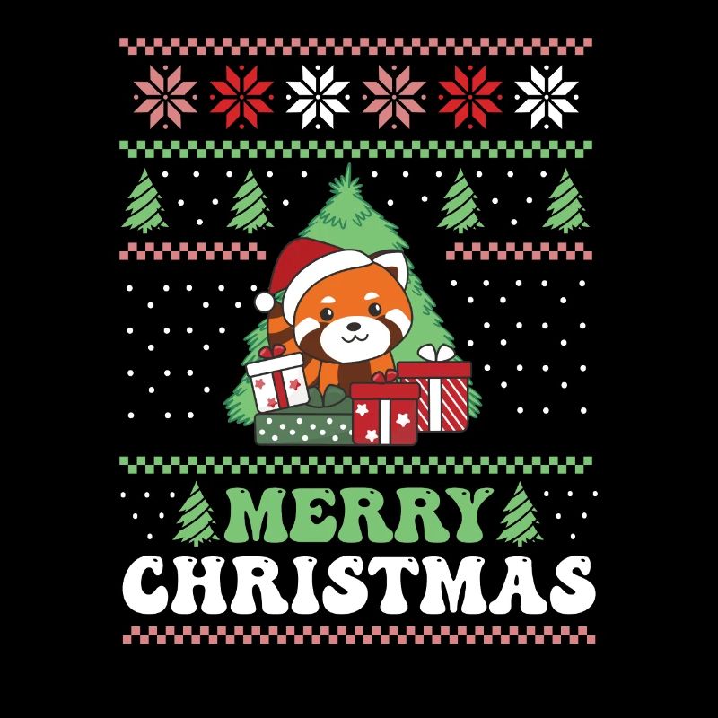 Joyeux Noël rétro moche Noël Panda roux