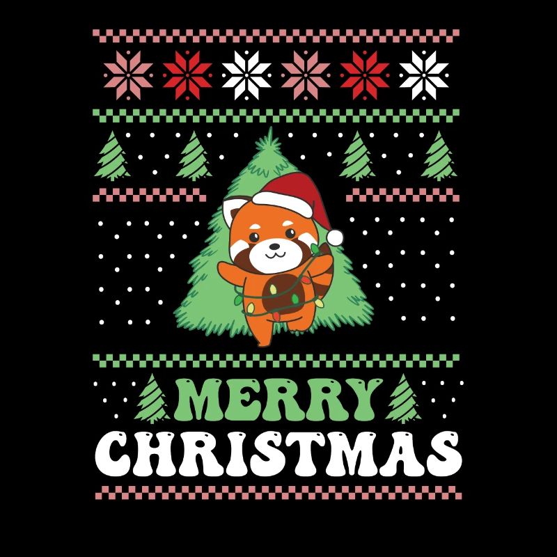 Joyeux Noël rétro moche Noël Panda roux