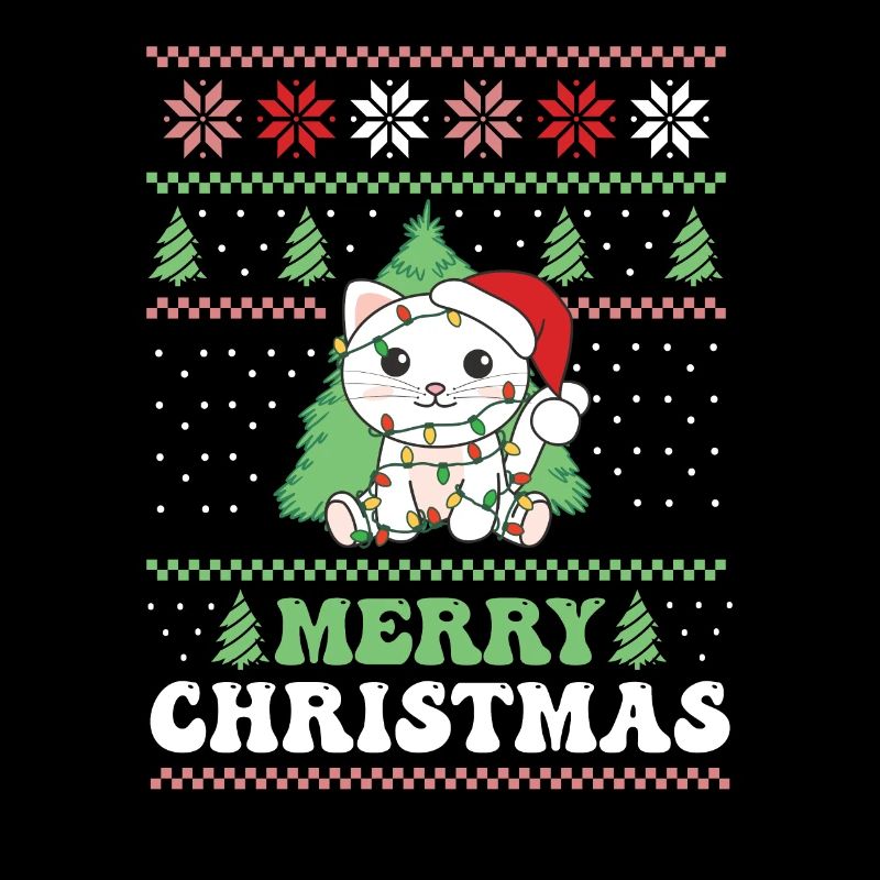 Joyeux Noël rétro moche chat de Noël