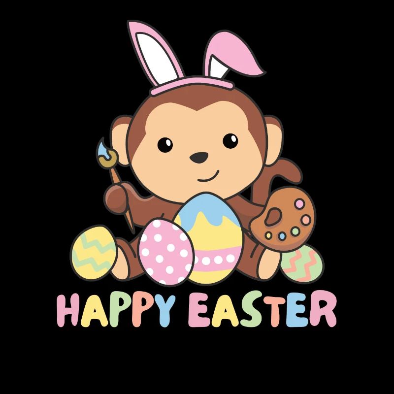 joyeuse Pâques doux singe Pâques avec œufs de Pâques