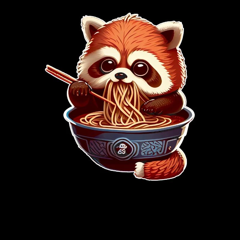 But first Ramen süße Roter Panda isst Ramen