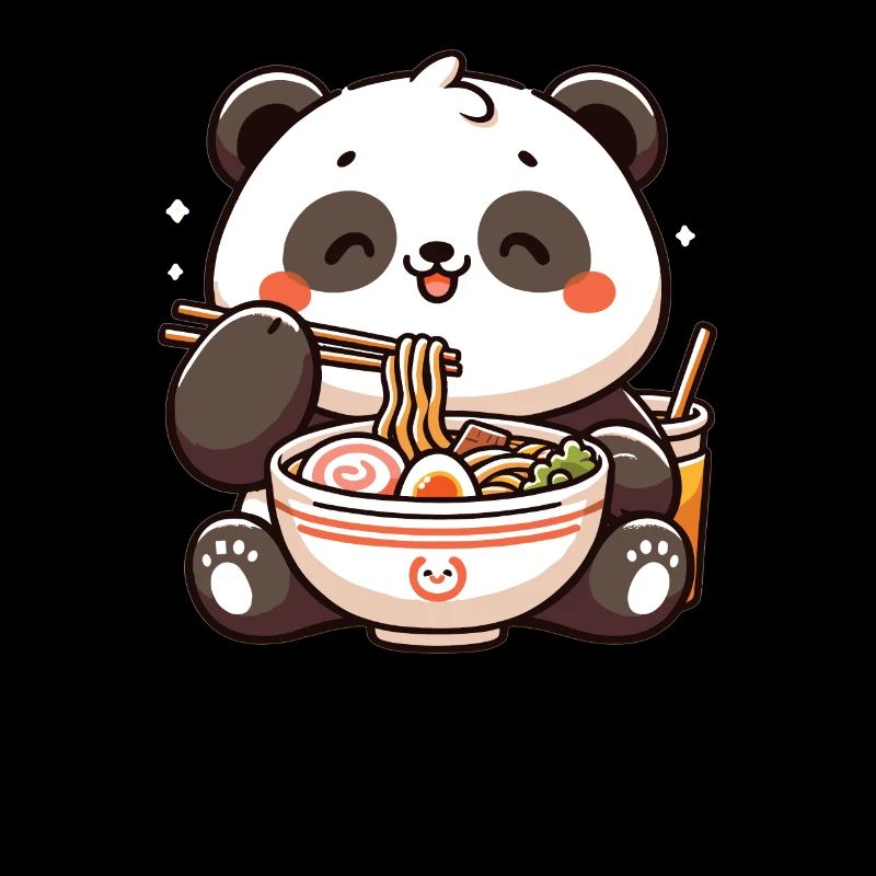 cute panda eats ramen noodles pandas ramen