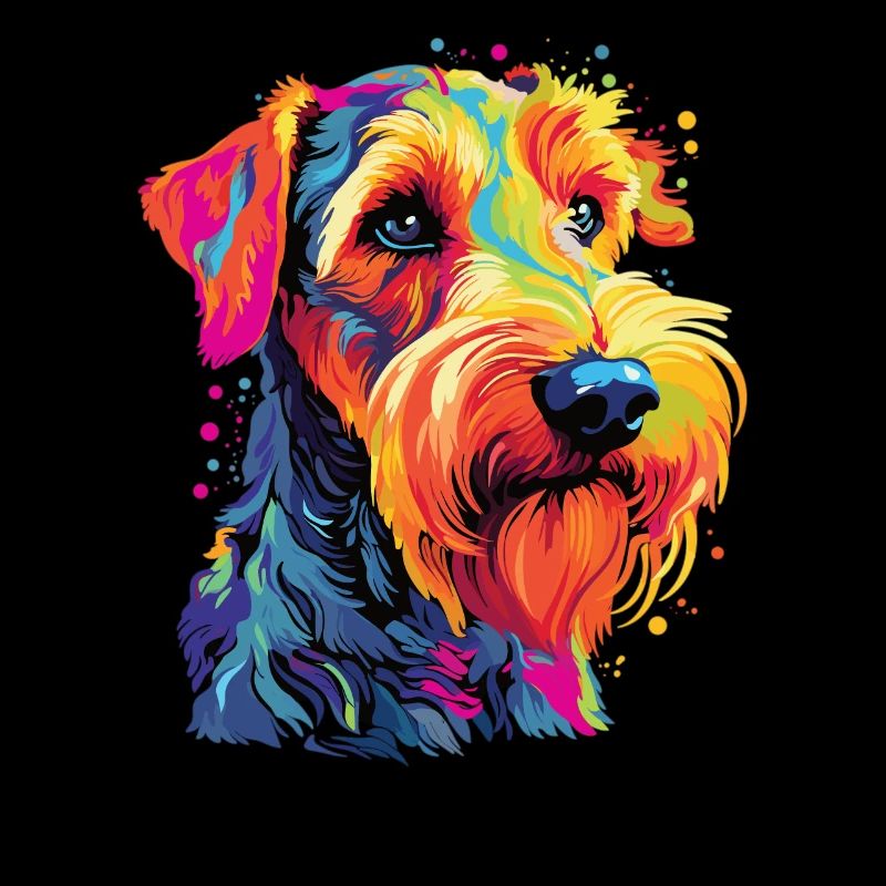 Aquarelle colorée Airedale Terrier