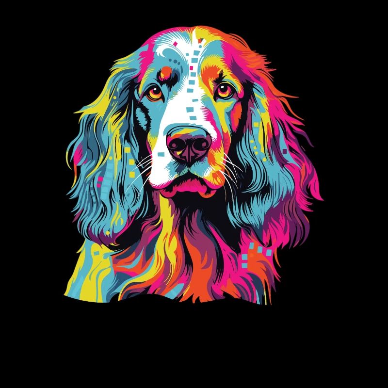 Aquarelle colorée Setter anglais
