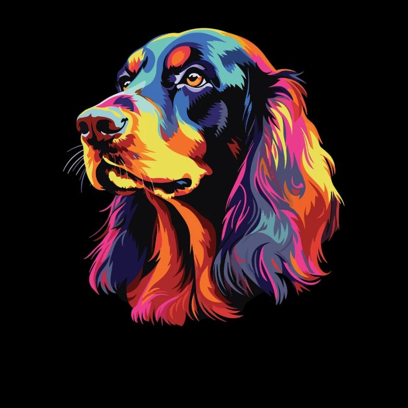 Aquarelle colorée Gordon Setter
