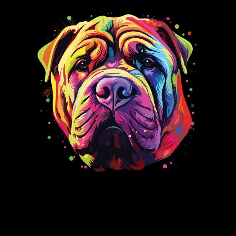 Wasserfarben Farbenfroher Chinese Shar Pei