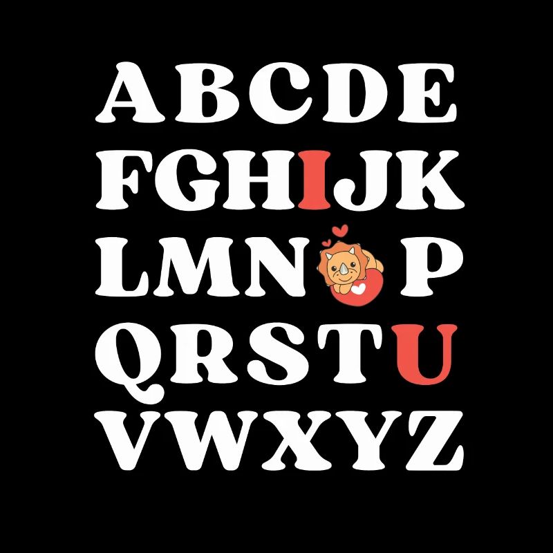 ABC Je t’aime Enfants Tricératops Saint-Valentin