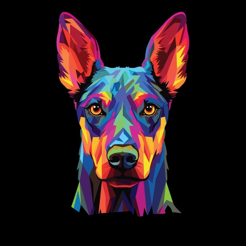 Aquarelle colorée Doberman Pinscher