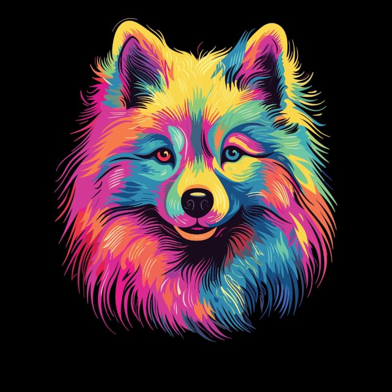 Aquarelle colorée Japon Spitz