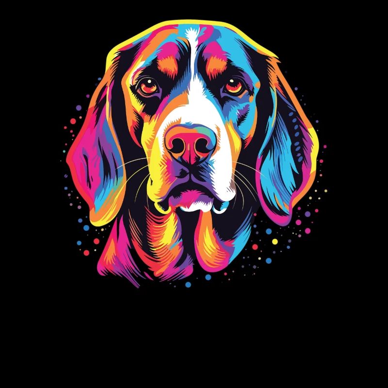 Aquarelle colorée Beagle Harrier