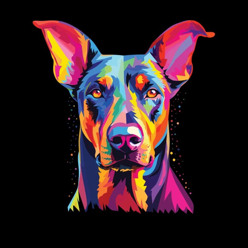Aquarelle colorée Doberman Pinscher