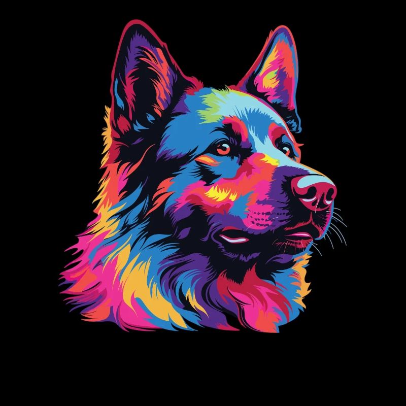Aquarelle colorée norvégien Elkhound