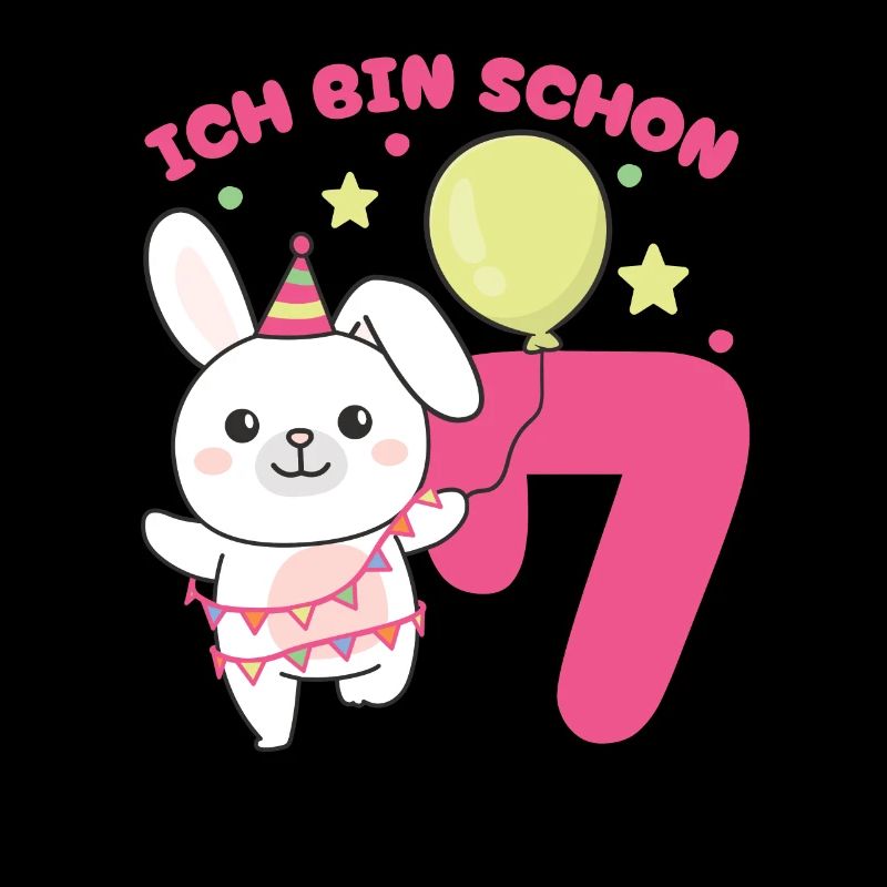 Ich bin schon 7 Hasen Geburtstags Kinder