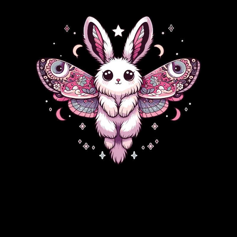 Kawaii Pastel Goth Mignon Lapin effrayant Moth