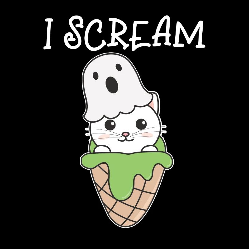 Chat Halloween Ghost I Scream Ice Cream Jeu de mots