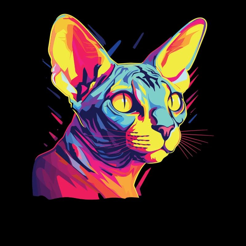 Chat Aquarelle Coloré Sphynx Chat