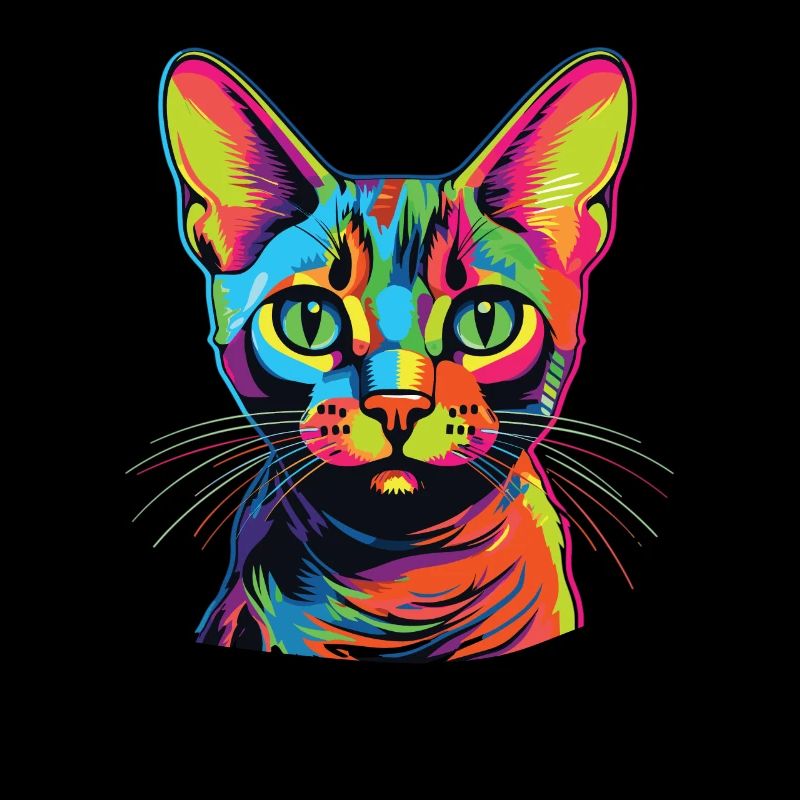 Katze Wasserfarben bunte Abessinierkatze